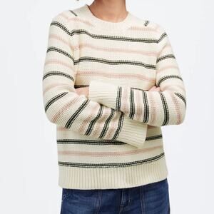 NWT Madewell Cotton Crewneck Sweater in Stripe Size XL